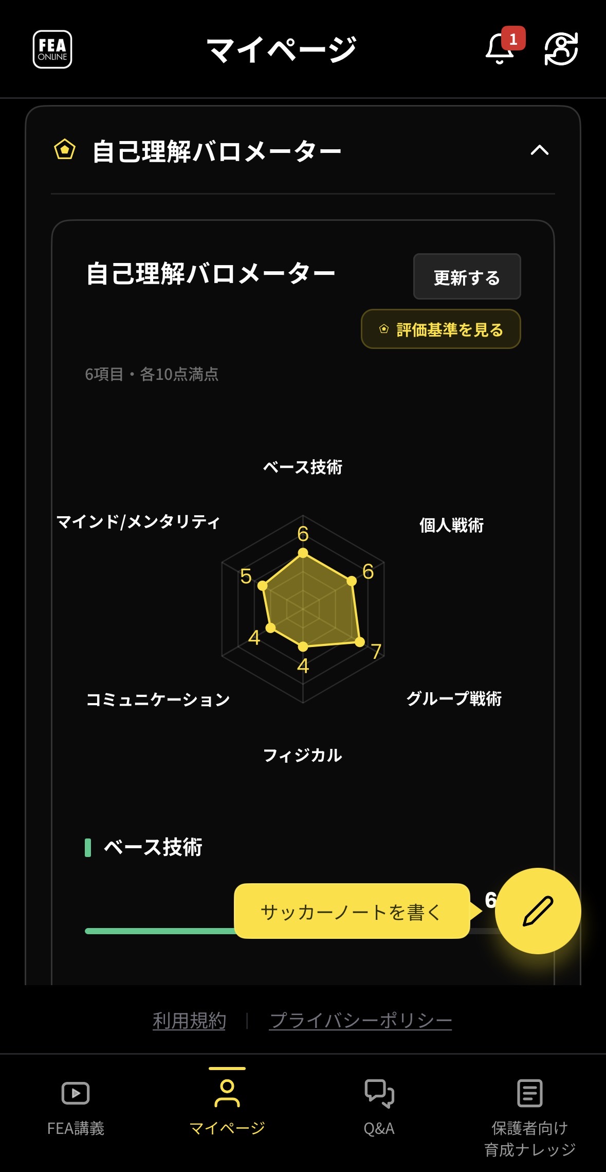 マイページ 自己理解バロメーター